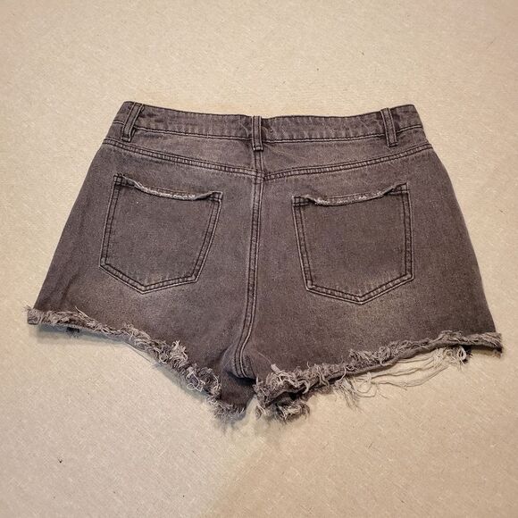 HEYSON Large Black Faded Ripped Distressed Booty Shorts - Picture 6 of 8